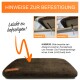 Anleitung zur Sicherung einer Fensterliege für Haustiere, mit zwei Befestigungsmethoden und einem Hinweis zu Höhenangaben.