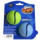 Chuckit! Sniff Fetch Ball 2-pak, zielone i niebieskie teksturowane zabawki dla psa, pobudzające ponad 100 milionów receptorów zapachowych, widoczne ostrzeżenie i kod kreskowy.