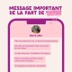 Graphique de type téléphone avec photo de chat intitulée « Votre chat », en-tête « Message important... » et notes sur l'alimentation et l'eau.