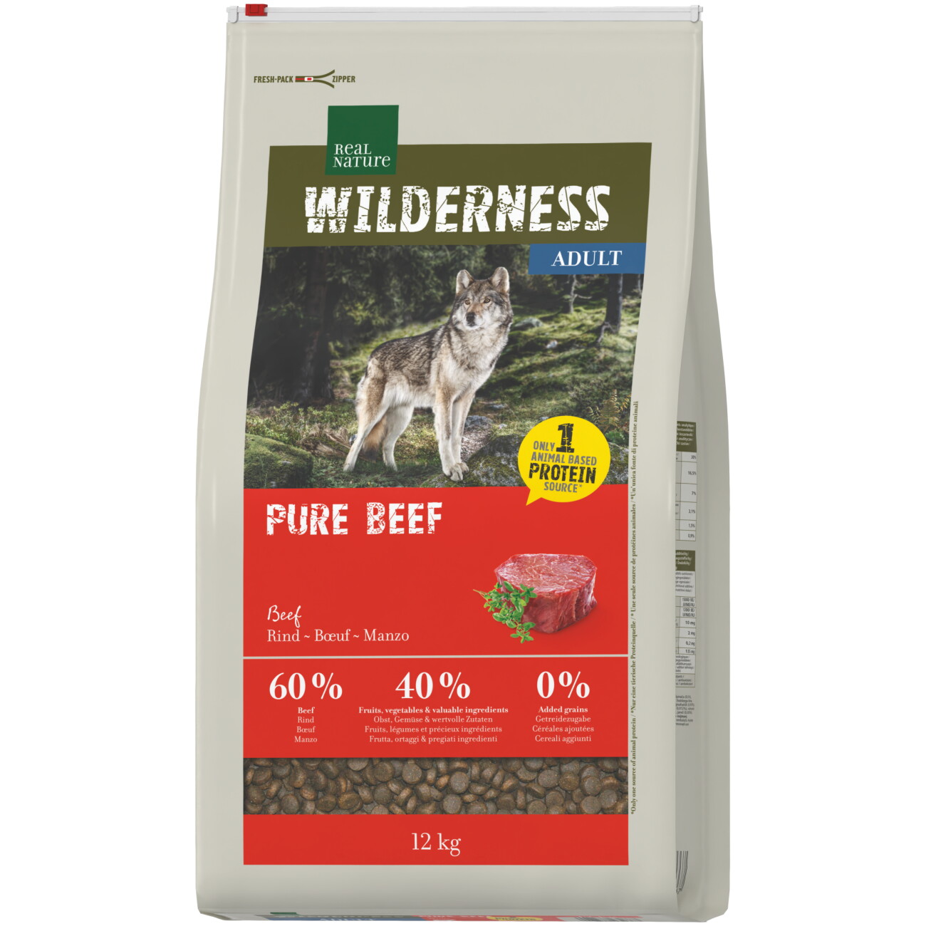 REAL NATURE WILDERNESS Trockenfutter für Hunde, Adult, Pure Beef 12 kg