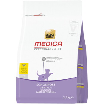 Select Gold Medica Veterinary Diet Kitten-Trockenfutter Huhn, gastrointestinal, Tüte weiß und lila, 2,5 kg.