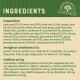 Ingredients list for a hypoallergenic pet food, featuring lamb meal, rice, and various nutrients, with detailed analytical constituents.