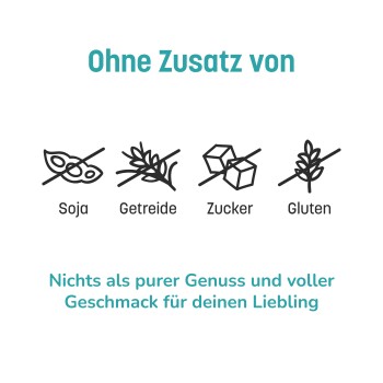 Tägliche Fütterungsempfehlung für optimale Gesundheit mit Portionsgrößen nach Katzengewicht; zwei Katzen fressen KatKare Calm Kitty Leckerli.