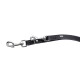 Schwarze Leder-Hundeleine mit silbernem Clip und Metallringen, mit kleinem 'HUNTER'-Logo auf dem Riemen.