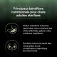 Infographie (en français) : « Principaux bénéfices nutritionnels pour chats adultes stérilisés » — icônes pour la santé des voies urinaires et des reins.