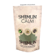 "SHIIMUN CALM" Haustierergänzungspaket mit natürlichem Design, Zutaten-Icons und Text über die Vorteile von Shiitake-Pilzen.