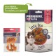 Zwei Haustiersnackpackungen: links "Premiere Snack It" mit Huhn; rechts "Premiere I Love My Dog" mit einem braun-weißen Hund (70g).