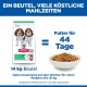 Hill's Science Plan 14-kg-Welpenbeutel (zwei Welpen auf der Packung) neben einer Schüssel mit Trockenfutter; sichtbarer Text 'Futter für 44 Tage'