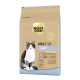 Select Gold Adult Light Katzenfutterbeutel mit einer grau-weißen Katze auf der Vorderseite, mit Text, der hervorhebt, dass es für übergewichtige Katzen geeignet ist.