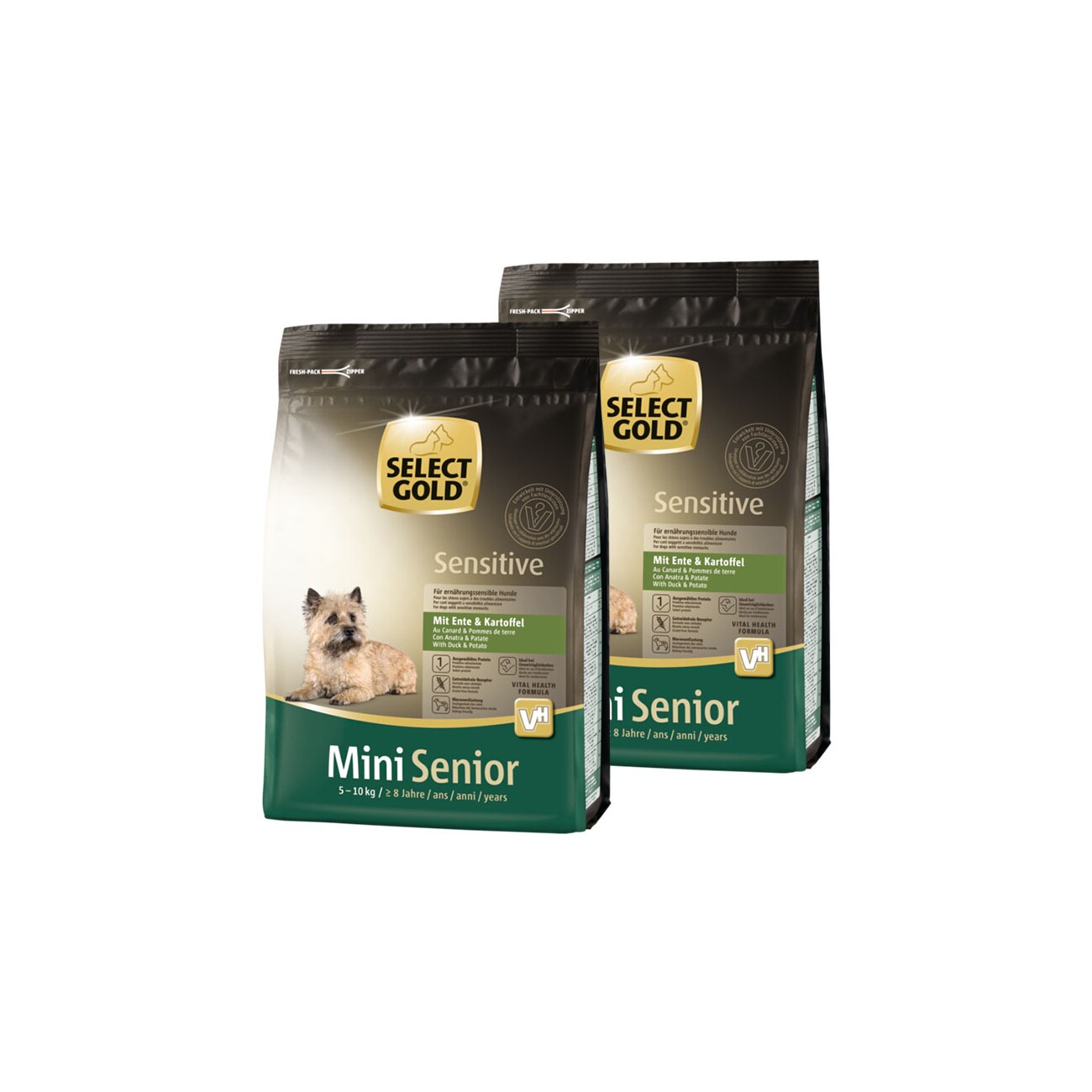 SELECT GOLD Sensitive Senior Mini Dry Dog Food Duck & Potato 2x1 kg | MAXI  ZOO