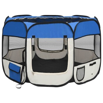 faltbarer Welpenlaufstall blau 90 cm, 90 cm, 58 cm