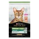 Nourriture pour chats Purina Pro Plan Sterilised Adult, avec un chat tigré brun sur le devant, étiquetée 'Renal Plus' pour une fonction rénale saine.