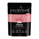 Schwarze und pinke Tüte Catz Finefood Pure Pferd Katzenfutter mit Nachtkerzenöl, hergestellt in Deutschland, 85g, getreidefrei, ohne Zuckerzusatz.