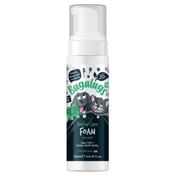 Flasche Bugalugs Dental Care Schaum für Haustiere, frische Minze, reinigt die Zähne, erfrischt den Atem, kein Bürsten nötig, 200ml.