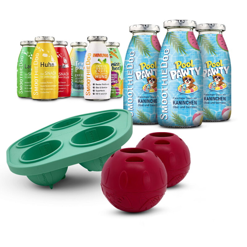 SmoothieDog Summer-Edition 3x 250 ml + Mix-Paket 6x 250 ml + Schleckball 2 Stück