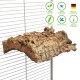 Natürliche Korkplattform für Haustiere, mit Etiketten für 100% natürlich, leicht, schimmelresistent, wärmebehandelt und in Deutschland hergestellt.