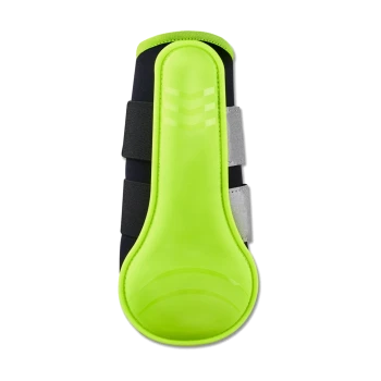 Ein leuchtend grüner Haustierstiefel mit einer glatten, schützenden Sohle, ausgestattet mit schwarzem Stoff und verstellbaren Riemen für einen sicheren Sitz.
