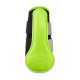 Ein leuchtend grüner Haustierstiefel mit einer glatten, schützenden Sohle, ausgestattet mit schwarzem Stoff und verstellbaren Riemen für einen sicheren Sitz.