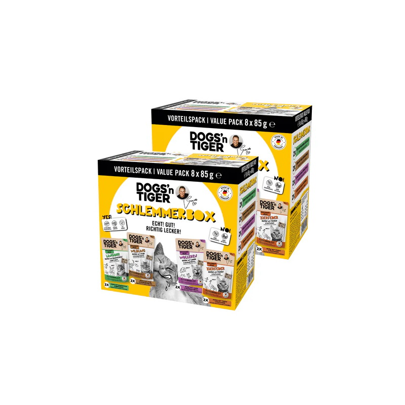 Dogs'n Tiger Dogs´n Tiger Adult Nassfutter Katze, Schlemmerbox 2x85 g