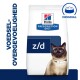 Hill's Prescription Diet z/d kattenvoerzak met een Siamees kat, met de tekst "Voedselovergevoeligheid" en het "Original" icoon.