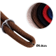 Braune geflochtene Haustierleine mit einer silbernen Schnalle, mit einer Nahaufnahme verschiedener Farboptionen: braun, schwarz, rot, marineblau und beige. Durchmesser: 0,8 cm.