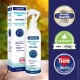 Canosept Hautpflege Spray für Hunde in einer weißen Flasche mit Sprühkopf, mit Text über Hautpflegevorteile und Empfehlungen.