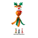 Plush reindeer dog toy with green antlers, red heart nose, and orange and green dangling legs, labeled "KONG Holiday."