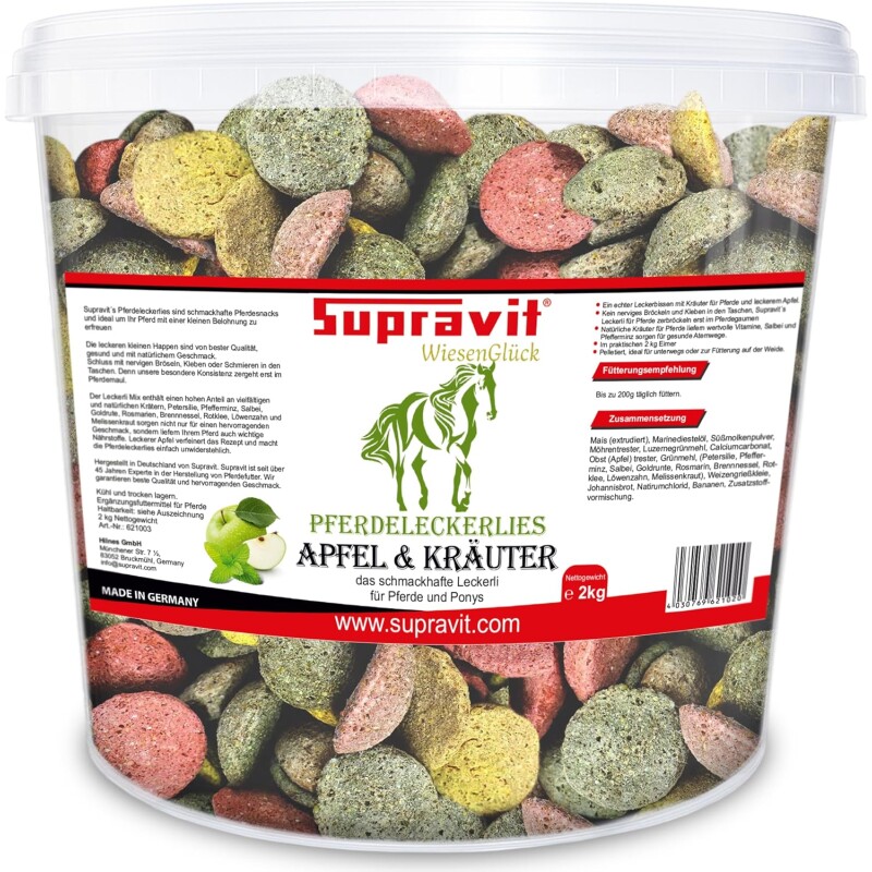 Supravit Pferde Leckerlies Apfel & Kräuter 2kg Eimer