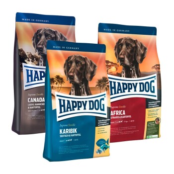 HAPPY DOG Sensible Probierpaket „Länderreise 2.0“ 3x1kg