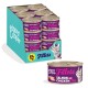 Box of 24 Edgard & Cooper Fillets cat food cans (salmon and chicken 70g) with can shown, purple label and cat graphic.