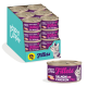 Box of 24 Edgard & Cooper Fillets cat food cans (salmon and chicken 70g) with can shown, purple label and cat graphic.