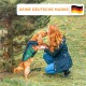 Eine Frau kniet neben einem Hund in einer stylischen Jacke, beide spielen im Gras mit Bäumen. Text: "DEINE DEUTSCHE MARKE" und ein deutsches Flaggen-Icon.