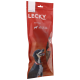 Emballage rouge pour "LECKY Horse Snack" avec un chien heureux sur le devant, étiqueté comme 100 % naturel.