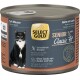 Select Gold Senior Classic Fit weiche Mousse Katzenfutterdose mit schwarz-weißem Kater, Huhn mit Lachs, getreidefrei, ohne Zuckerzusatz oder Soja.