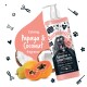 Bugalugs 2-in-1 Hundeshampoo und -spülung mit beruhigendem Papaya- und Kokosduft. Mit Illustrationen von Hund, Kokosnuss und Papaya.