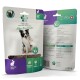 Zwei Fellicita 100 g Snacksbeutel mit Hundefoto, Pfotenlogo, sichtbarem Text 'Kaninchen (Rabbit)', 'Junior/Adult/Senior' und Produkticons
