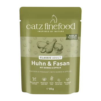 Grüner catz finefood-Beutel: Classic Adult Huhn & Fasan mit Quinoa und Äpfeln, 85 g, hergestellt in Deutschland