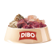 Drei Beutel DIBO Menu-Sensitiv Hundefutter, getreidefrei, mit Fleisch, Kartoffeln, Gemüse und Obst, jeweils 2000 g schwer.