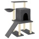 Grau Katzenbaum mit einem gemütlichen Versteck, zwei Plattformen, einer Hängematte und einer Rampe für einfachen Zugang. Ideal zum Klettern und Ausruhen.
