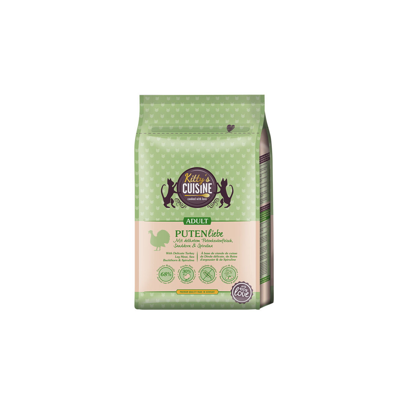 Kitty's Cuisine Trockenfutter Katze Adult Putenliebe mit delikatem Putenkeulenfleisch, Sanddorn und Spirulina 2x2 kg