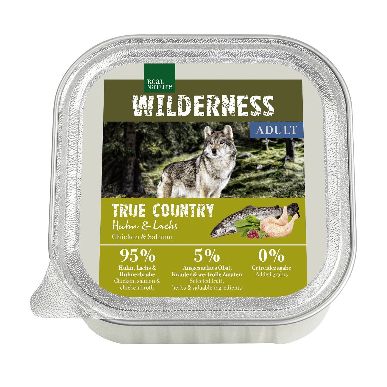 REAL NATURE WILDERNESS Nassfutter Hund, Adult, True Country, Huhn und Lachs 16x100 g