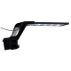Schwarze LED-Aquariumleuchte mit Klammerbefestigung, mit einem schlanken Design und einstellbarer Helligkeitsregelung.