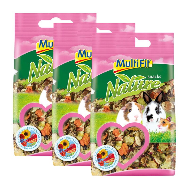 MultiFit Nature Snacks Bloemen en groente. 3x100g