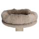 Weiches, plüschiges Katzenbett in runder Form, in beige, mit einem gemütlichen, gepolsterten Rand, entworfen für den Komfort von Haustieren.