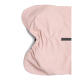 Rosa Hunderegenmantel mit Kapuze, gerafftem elastischem Bund und Reflektorstreifen, flach liegend auf weißem Hintergrund.