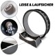 Ein schwarzes Haustier-Übungsrad mit einer strukturierten Oberfläche, das leise Räder und eine stabile Basis zeigt. Text: "LEISE & LAUFSICHER."