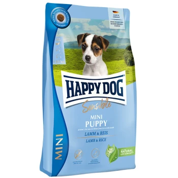 Happy Dog Sensible Mini Welpenfutterbeutel, mit Lamm- und Reisformel, geeignet für Welpen bis zu 12 Monaten, 2 kg.