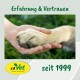 Eine menschliche Hand hält sanft die Pfote eines Hundes, was Vertrauen und Kameradschaft symbolisiert, mit dem Text 'Erfahrung & Vertrauen' und 'seit 1999' angezeigt.