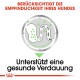Illustration eines Verdauungssystems mit grünen Pfeilen und Punkten, mit Text über die Unterstützung einer gesunden Verdauung und Empfindlichkeit bei Hunden.