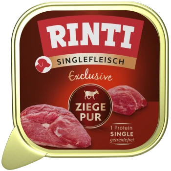 RINTI Singleflesh Exclusive Hundefutter mit Ziegenfleisch, rohen Fleischstücken, getreidefrei, Einzelprotein.